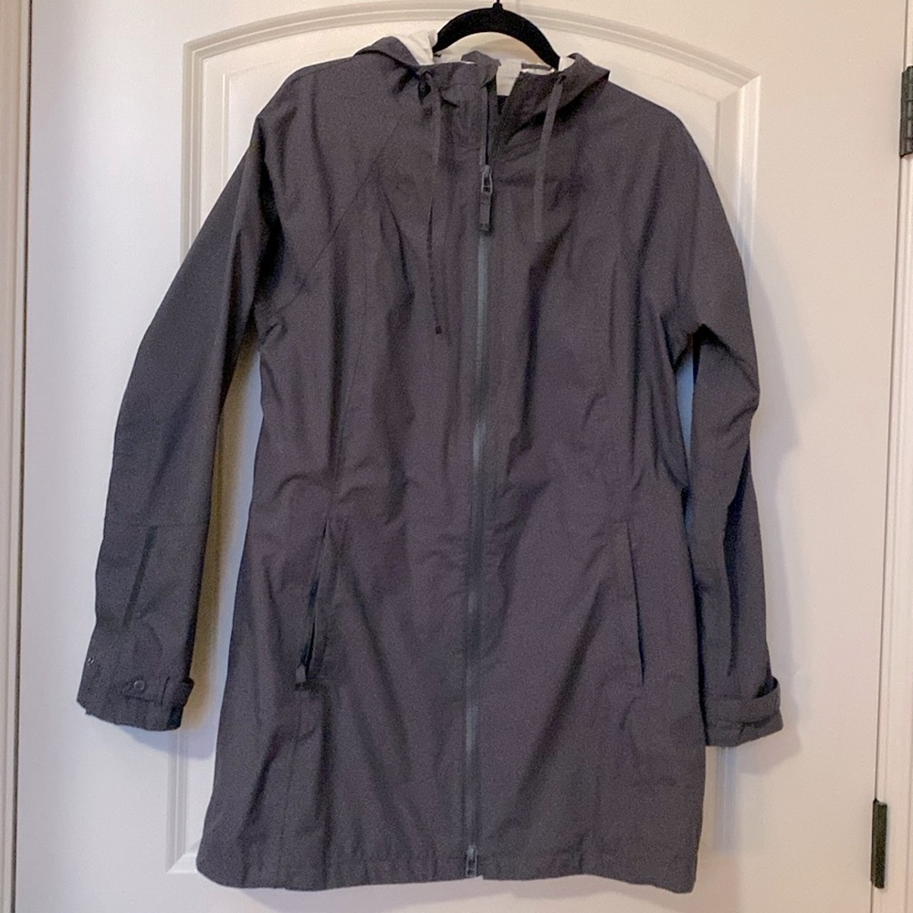 PrAna Rain Jacket Wind breaker Anorak  Womens M charcoal Longline activewear